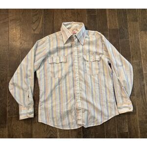 Vintage Levi's Button Up Shirt Long Sleeve Striped Colorblock 90s Men's Size L